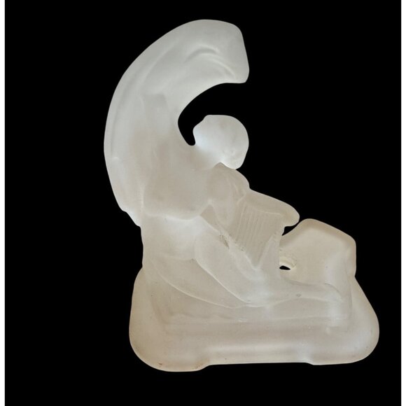 Art Deco 30's Frosted Glass Nude Lady With Music Harp Lamp Base Part - Picture 8 of 14